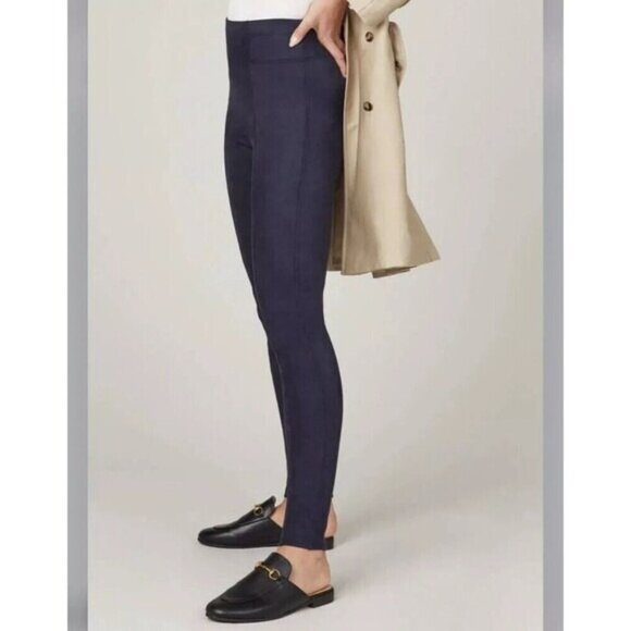 Spanx Women's Faux Suede Leggings Classic Navy Blue High Rise Ankle Size XS NEW - Picture 5 of 14